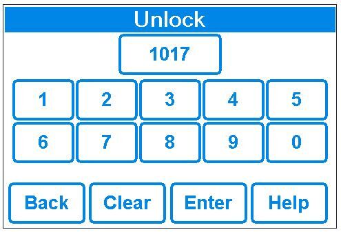 Unlock code screen for Watts OnSite