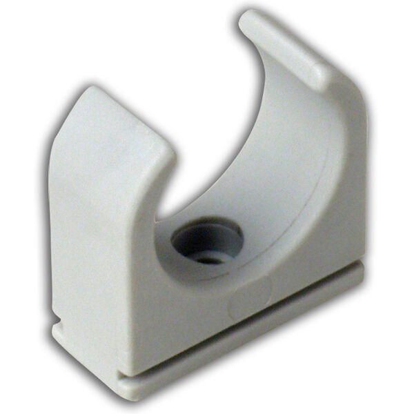 100 x Fliptop White Pipe Clip With Centre Fixing 15mm Plastic Snap Holder 
