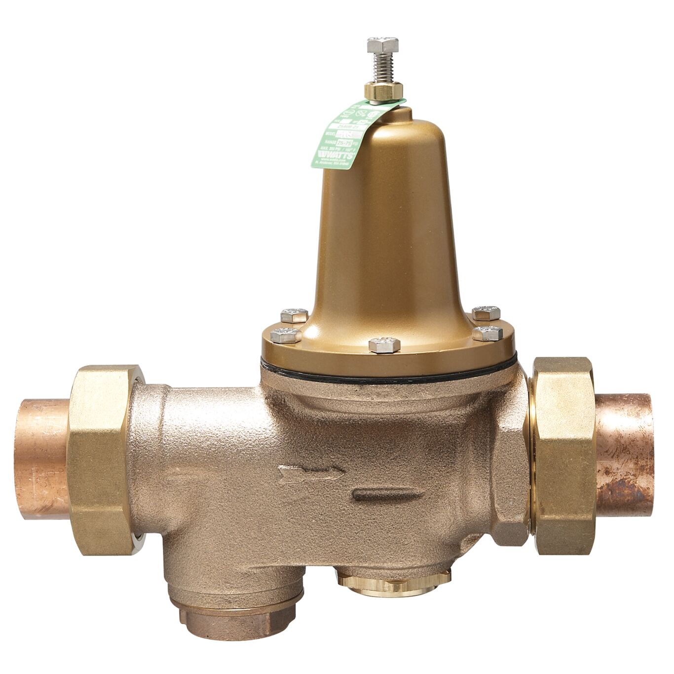 3/4 in. Bronze Double Union Push-To-Connect Water Pressure Regulator with  Gauge