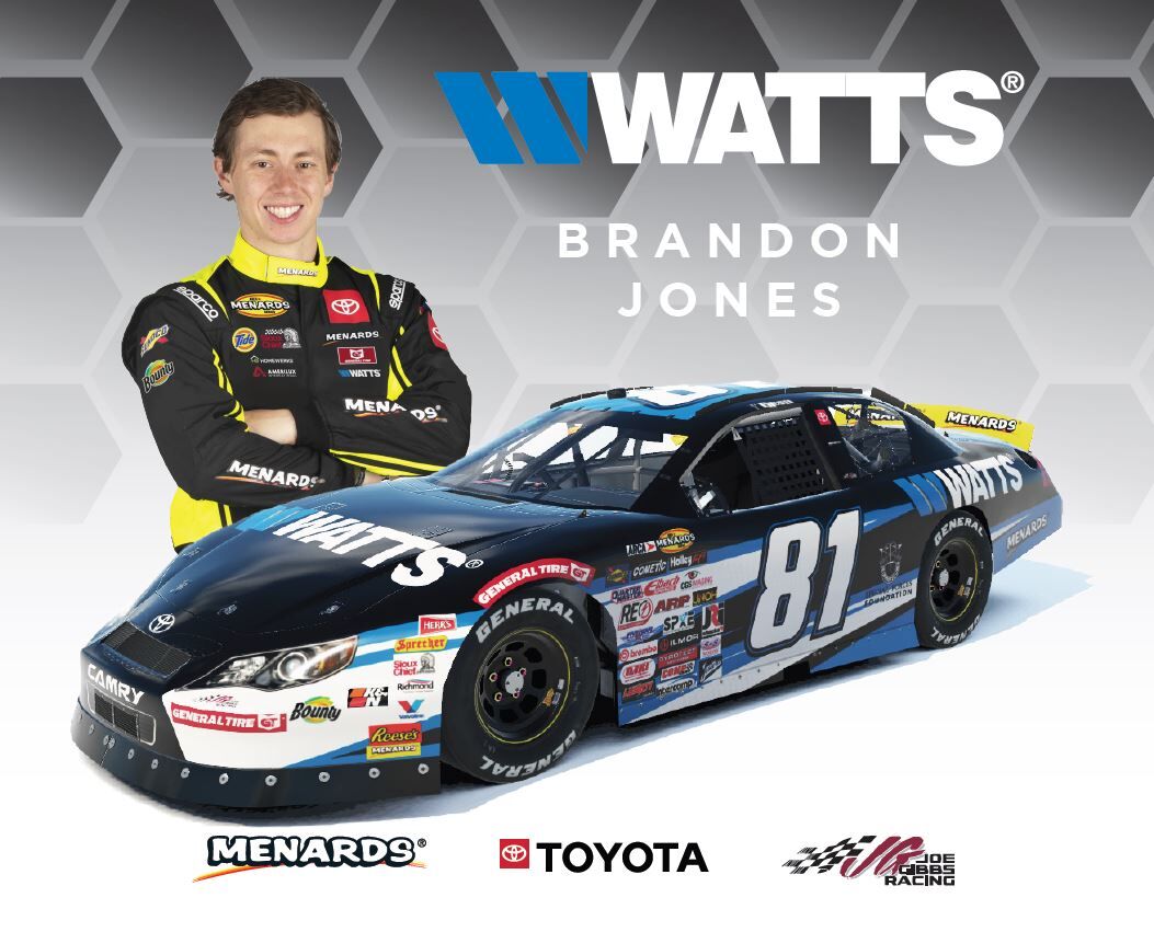 Watts and Menards are sponsoring Brandon Jones during the July NASCAR races.