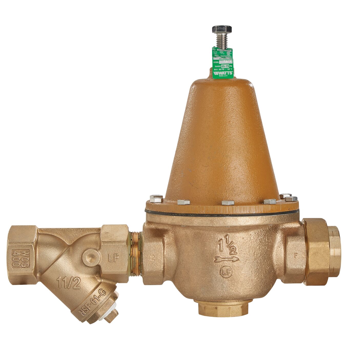 Lead Free High Capacity Water Pressure Reducing Valve, NPT Thread Union x NPT Female