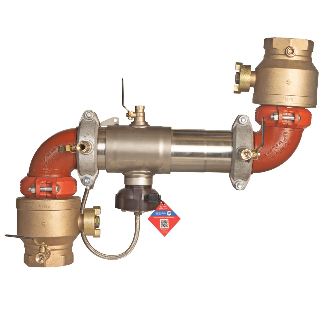 Reduced Pressure Valve Assembly Backflow Preventer, Z Pattern, Quarter Turn Gates and Flood Sensor