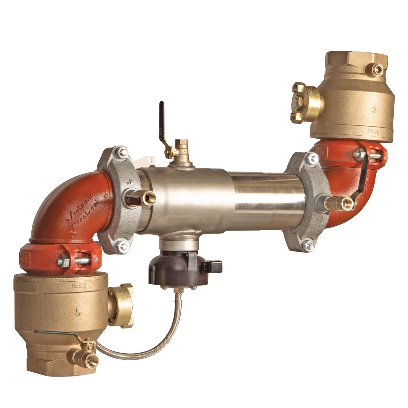 Reduced Pressure Valve Assembly Backflow Preventer, Z Pattern, Quarter Turn Gates and Flood Sensor