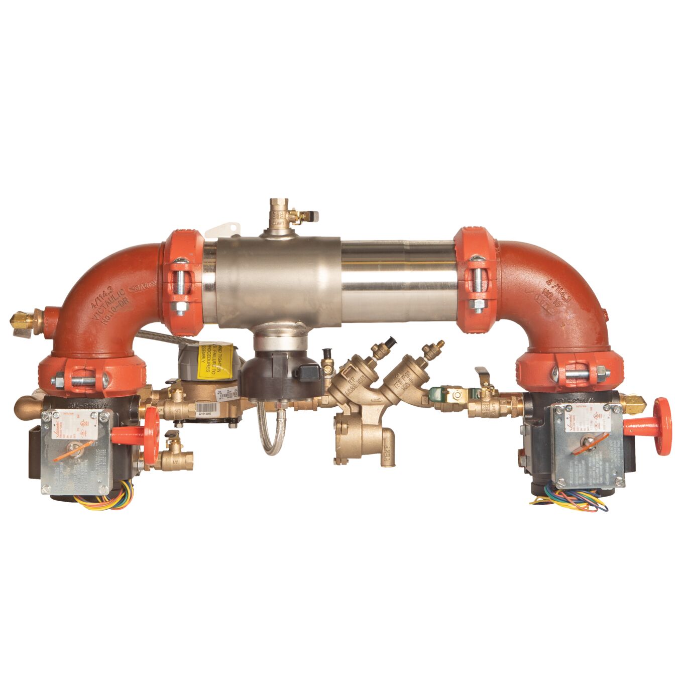 957RPDA Reduced Pressure Valve Assembly Backflow Preventer, N Pattern, Butterfly Gates, Meter and Flood Sensor