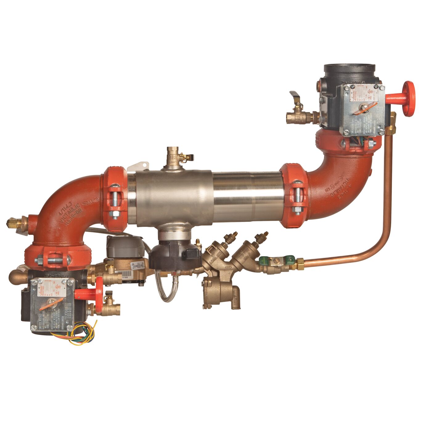 957RPDA Reduced Pressure Detector Assembly Backflow Preventer, Z Pattern, Butterfly Valves, Meter and Flood Sensor