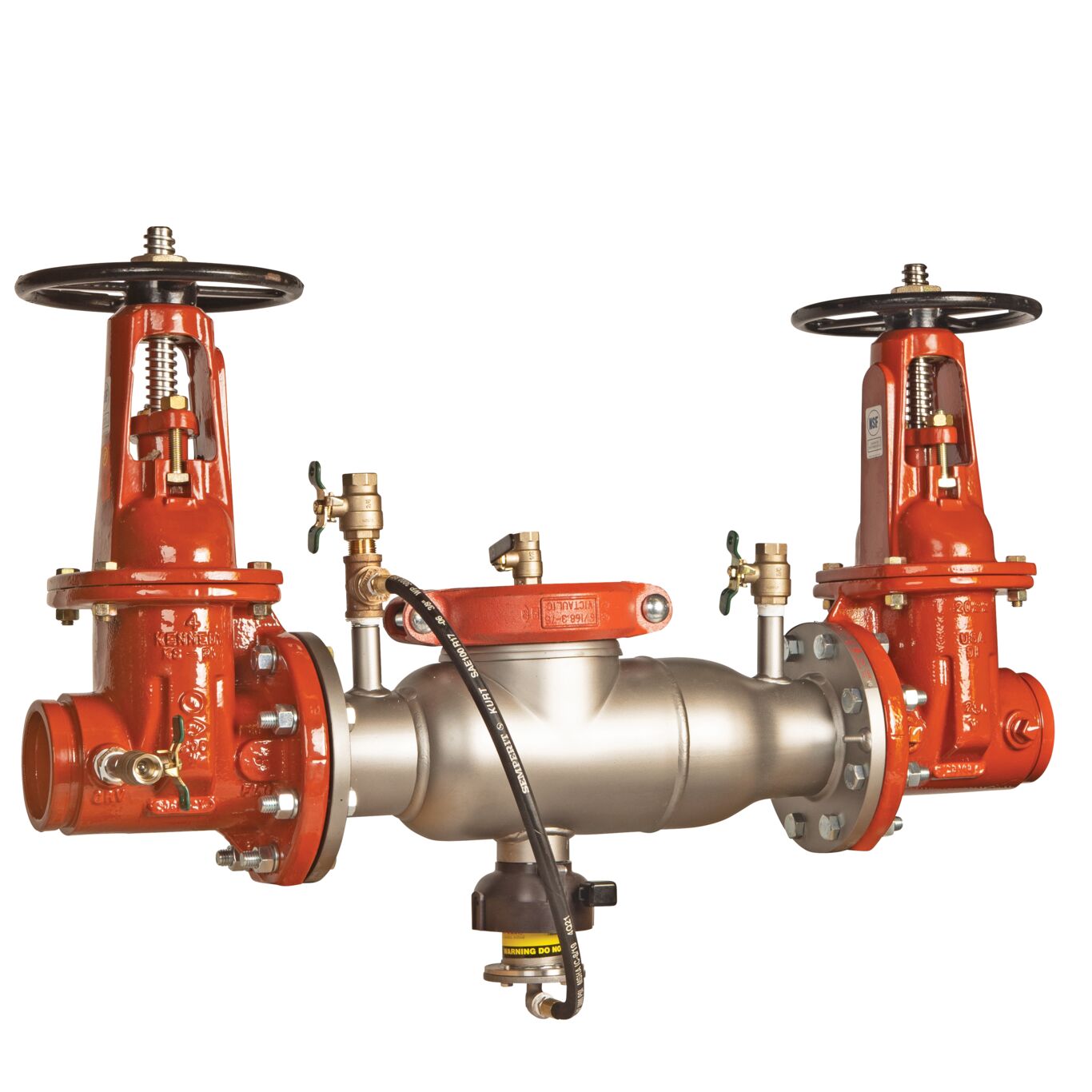 Reduced Pressure Zone Assembly Backflow Preventer, Stainless Steel, OSY Gates, Groove x Groove and Flood Sensor