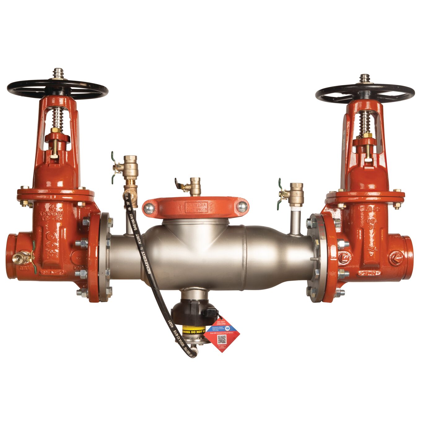 Reduced Pressure Zone Assembly Backflow Preventer, Stainless Steel, OSY Gates, Groove x Groove and Flood Sensor