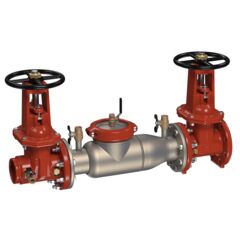 Stainless Steel Double Check Valve Backflow Preventer Assembly, Domestic OSY Shutoffs, Grooved Inlet x Flanged Outlet, Cam-Check Valves