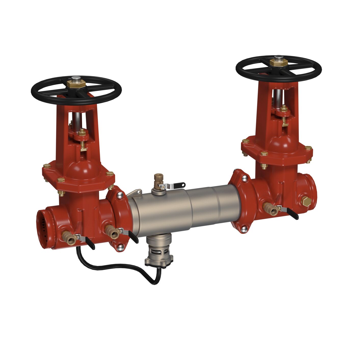 Stainless Steel Reduced Pressure Zone Assembly Backflow Preventer, OSY Shutoff Valves, Grooved Inlet x Grooved Outlet