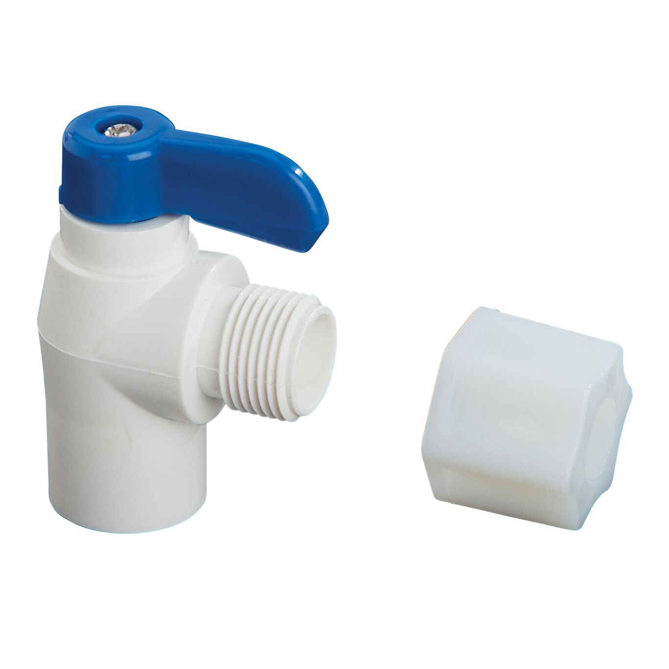 Flowmatic Elbow Ball Valve, 1/4 IN FNPT x 3/8 IN Compression Fitting, White