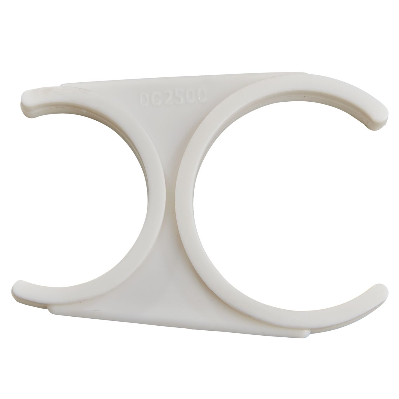 Double Clip, 2 1/2 x 2 IN, Membrane to In-Line, White Plastic