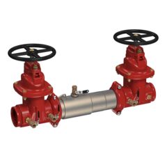 Stainless Steel Double Check Valve Assembly Backflow Preventer, NRS Shutoff Valves, Grooved Inlet x Grooved Outlet