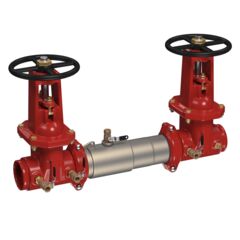Stainless Steel Double Check Valve Assembly Backflow Preventer, NRS Shutoff Valves, Grooved Inlet x Grooved Outlet