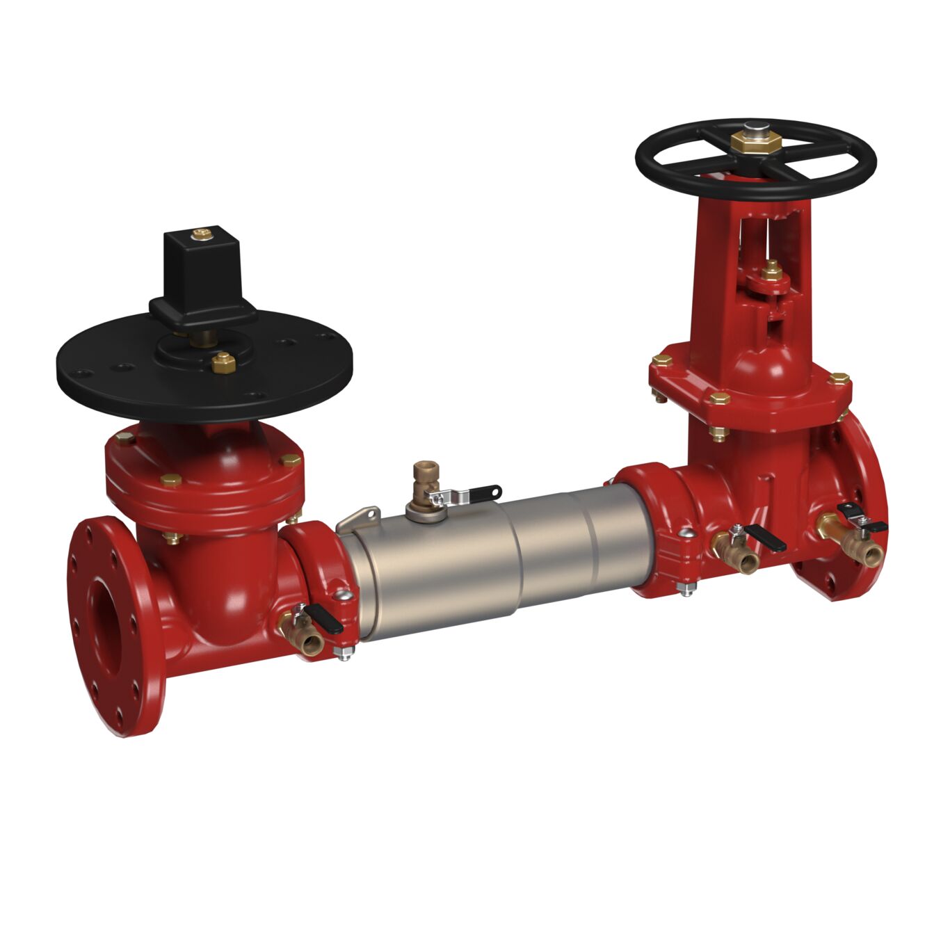 Stainless Steel Double Check Valve Assembly Backflow Preventer, Post Indicator Valve x OSY Shutoff Valves