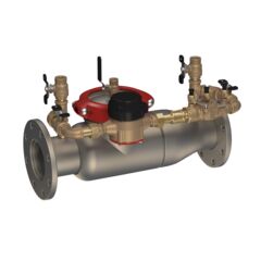 Stainless Steel Double Check Detector Backflow Preventer Assembly, Less Shutoff, Cam-Check Valves, Gallons/Minute Meter