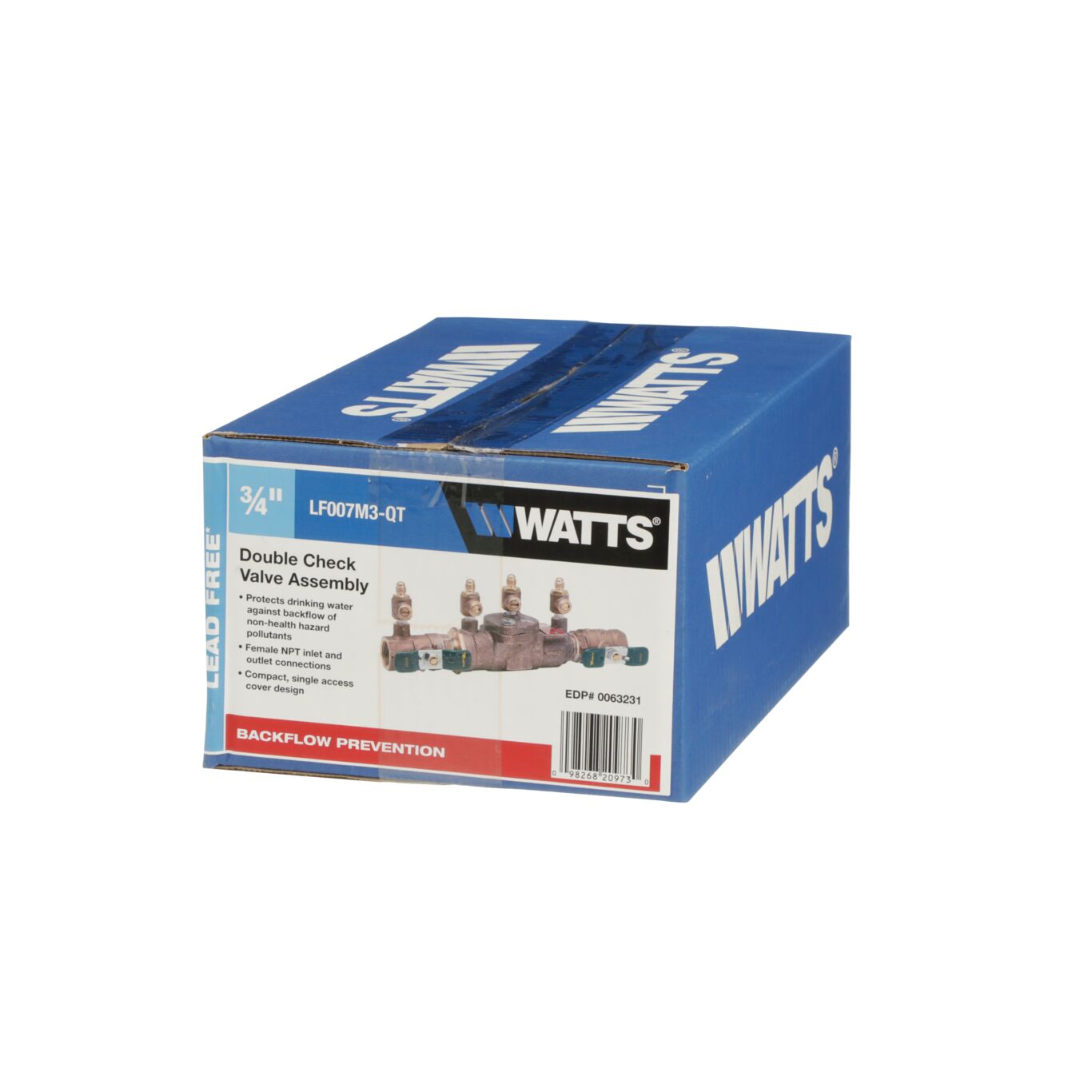 Watts 3/4 LF007M3-QT Lead Double Check Valve Backflow Preventer - LF007M3QT