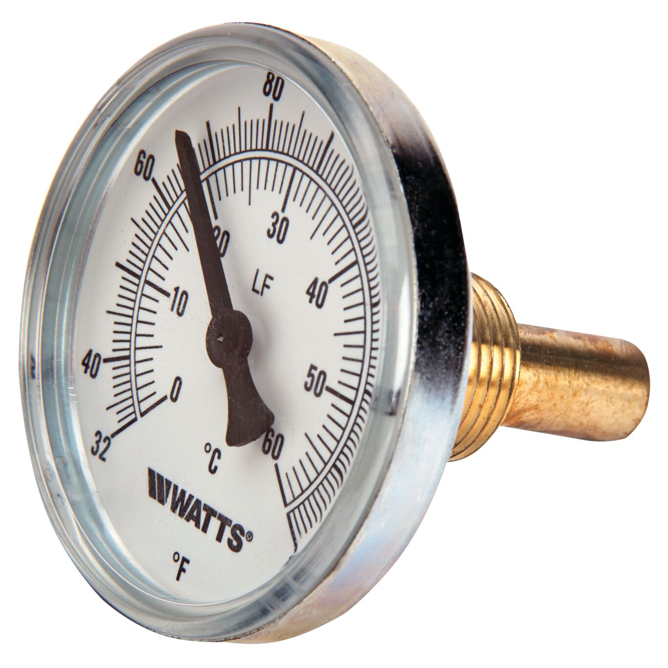 Product Image Lead Free Bimetal Thermometer Center Back Entry 2 1/2 In Dial, 32 To 140 degree F, 2 In Probe