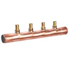 Product Image - Lead Free Closed End X 1 In Swedged End Copper Manifold, 4 Branch X 1/2 Cf Fittings