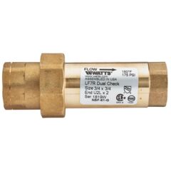 Product image 3/4 X 3/4 In Lead Free Residential Dual Check Valve, Longer Length Union Female Npt Inlet X Female Npt Outlet